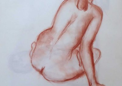 Pierre-Henri Buestel - Modèle vivant - Sanguine sur papier 50x65 cm