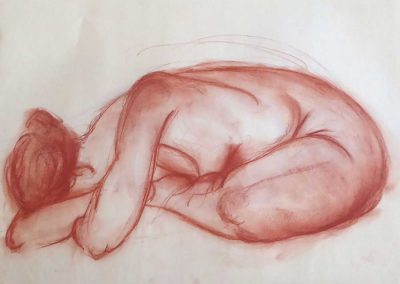 Pierre-Henri Buestel - Modèle vivant - Sanguine sur papier 42x30 cm