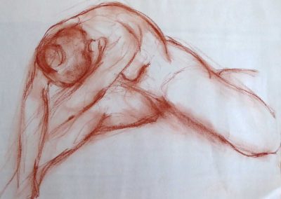 Pierre-Henri Buestel - Modèle vivant - Sanguine sur papier 65x50 cm