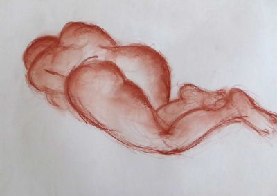 Pierre-Henri Buestel - Modèle vivant - Sanguine sur papier 65x50 cm