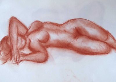 Pierre-Henri Buestel - Modèle vivant - Sanguine sur papier 65x50 cm